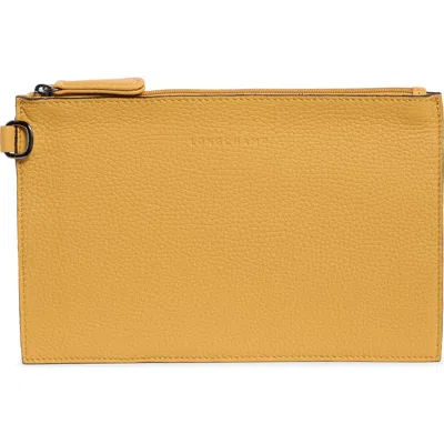 Longchamp Leather Zip Pouch In Orange