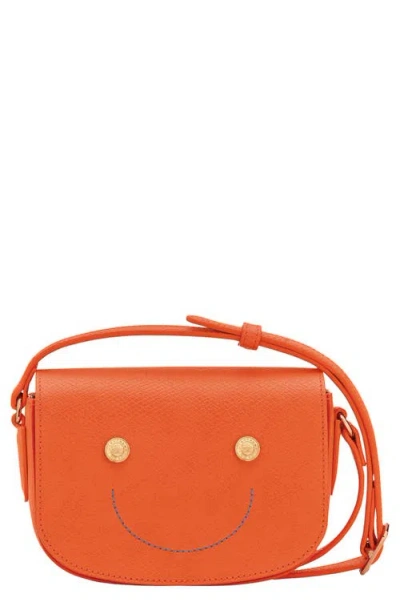 Longchamp Les Champs Leather Crossbody Bag In Orange