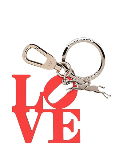 Longchamp Lettering Logo-detail Keyring In Red
