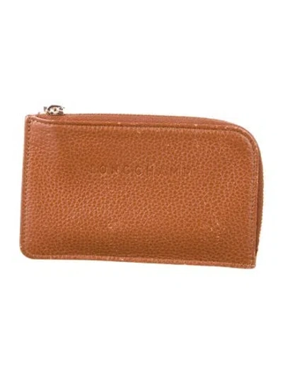 Pre-owned Longchamp Lf Coin Purse Leather Wallet In Brown