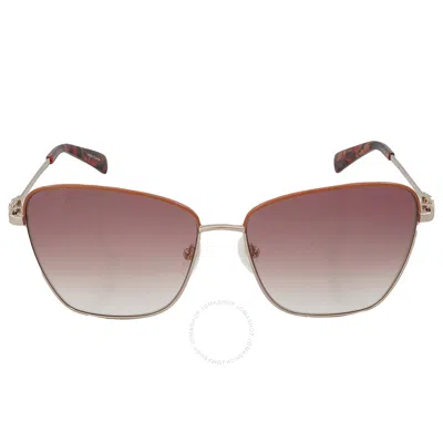 Longchamp Light Brown Gradient Square Ladies Sunglasses Lo153s 737 59 In Brown / Gold