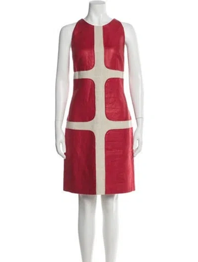 Pre-owned Longchamp Linen Knee-length Dress In Red