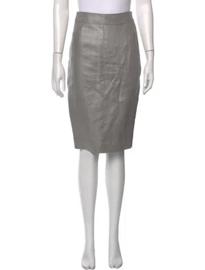 Pre-owned Longchamp Linen Knee-length Skirt In Grey/metallic