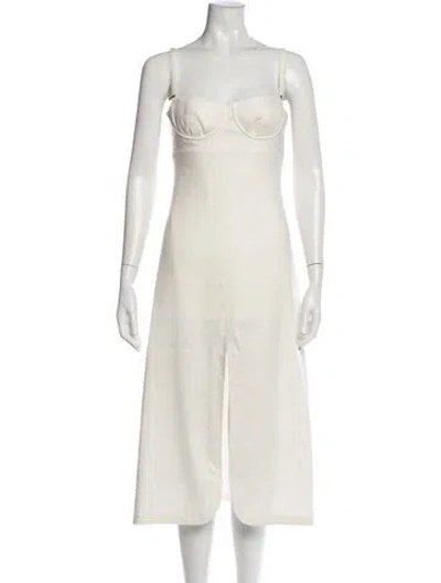 Pre-owned Longchamp Linen Midi Length Dress In Neutral