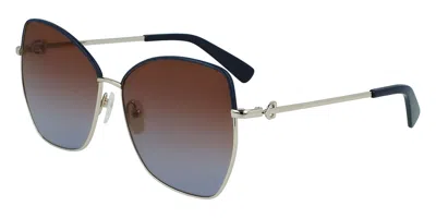 Longchamp Lo156sl 720 Occhiali Da Sole Blu Per Uomo In Brown