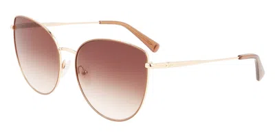 Longchamp Lo158s 721 Men's Sunglasses Gold Size 60 In Brown