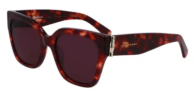 Longchamp Lo167sn 640 Women's Sunglasses Tortoiseshell Size 55 In Red
