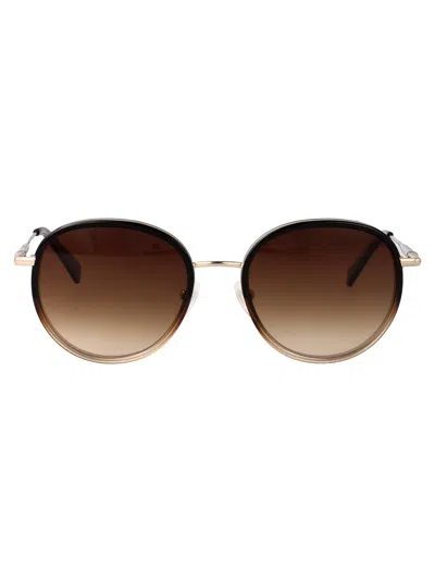 Longchamp Lo176s Polished Gold Metal Sunglasses In Multi
