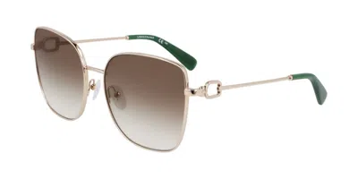 Longchamp Lo177s N 711 Women's Sunglasses Gold Size 58 In White