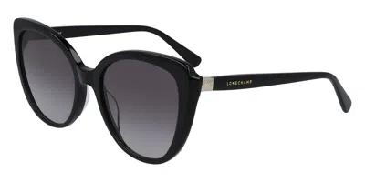 Longchamp Lo670s 001 Occhiali Da Sole Neri Per Donna In Black