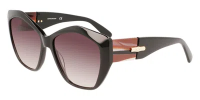 Longchamp Lo712s 001 Women's Sunglasses Black Size 57 In Brown