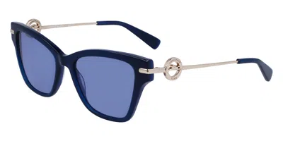 Longchamp Lo737s 400 Women's Sunglasses Blue Size 52 In Black