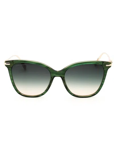 Longchamp Lo757sn Sunglasses In Striped Green/grey Gradient