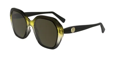 Longchamp Lo759s 019 Women's Sunglasses Yellow Size 54 In Green