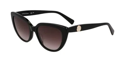 Longchamp Lo766s 001 Occhiali Da Sole Neri Per Donna In Black