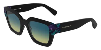 Longchamp Lo771s 007 Occhiali Da Sole Neri Per Donna In Metallic