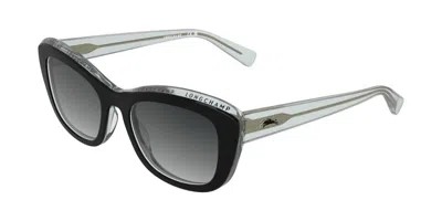 Longchamp Lo817s 018 Women's Sunglasses Black Size 53 In Black On Transparent Grey