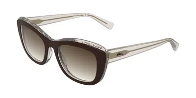Longchamp Lo817s 218 Women's Sunglasses Brown Size 53 In Brown On Transparent Nude
