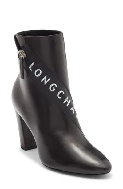 Longchamp Logo Ankle Boot In Black