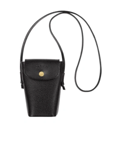 Longchamp Logo Details Mobile Phone Bag In Black
