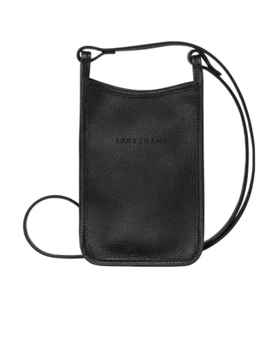 Longchamp Logo Embossed Crossbody Bag In Black