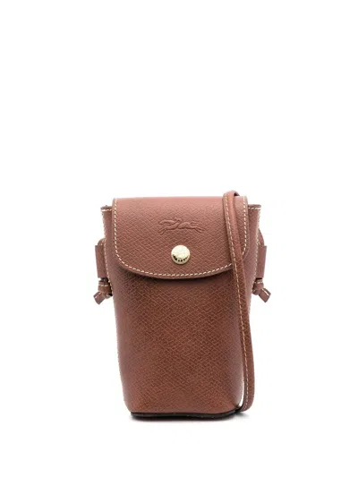 Longchamp Logo-embossed Leather Phone Case In Brown