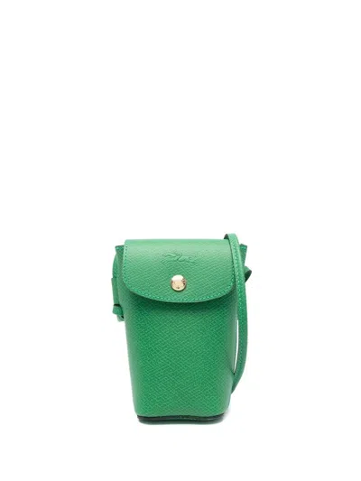 Longchamp Logo-embossed Leather Phone Case In Green