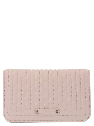 Longchamp Logo Embossed Quilted Chain In Pink