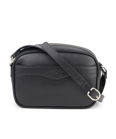 Longchamp Logo Embossed Shoulder Bag In Black