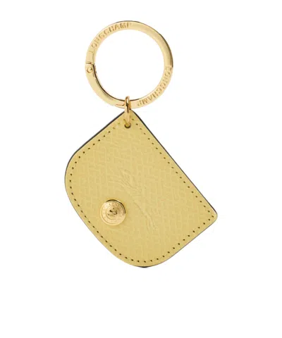 Longchamp Logo Engraved Keychain In Green