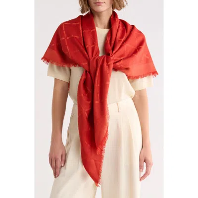 Longchamp Logo Jacquard Scarf In Burgundy