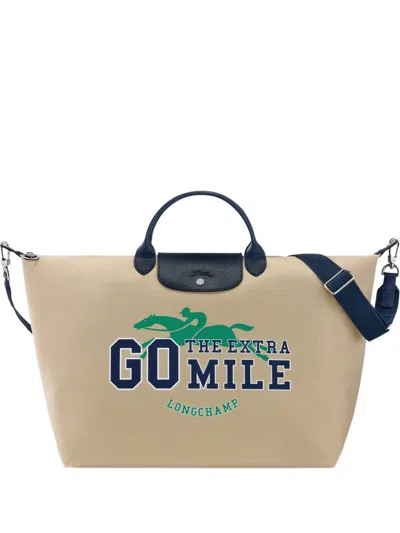 Longchamp Logo-print Tote Bag In Neutral