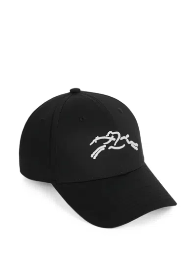 Longchamp Logo-embroidered Baseball Cap In Black