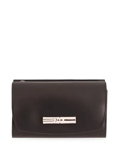 Longchamp Logo-plaque Foldover Wallet In Black