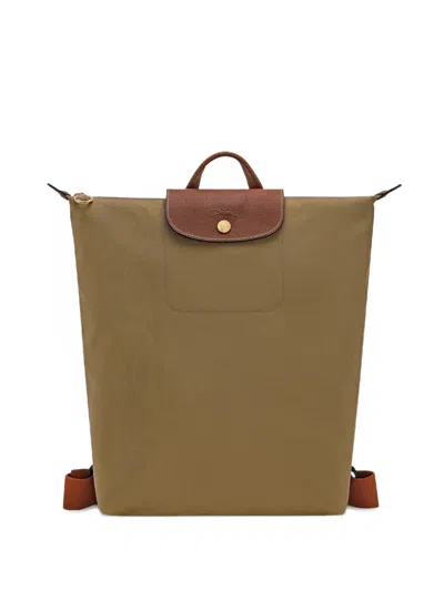 Longchamp Lona Leather-trim Backpack In Orange