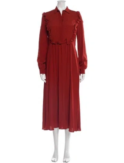 Pre-owned Longchamp Long Dress In Burgundy
