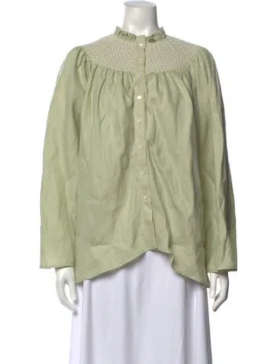 Pre-owned Longchamp Long Sleeve Blouse In Green