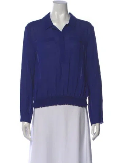 Pre-owned Longchamp Long Sleeve Button-up Top W/ Tags In Blue