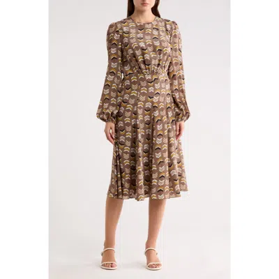 Longchamp Long Sleeve Silk Dress In Multi