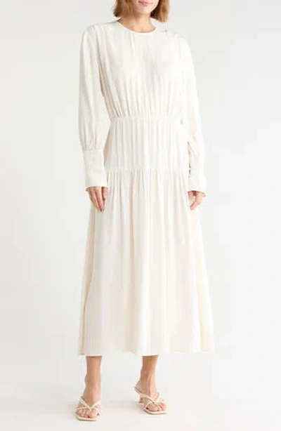 Longchamp Long Sleeve Tiered Dress In Neutral