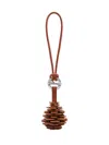 Longchamp Pine-cone Leather Keyring In Brown