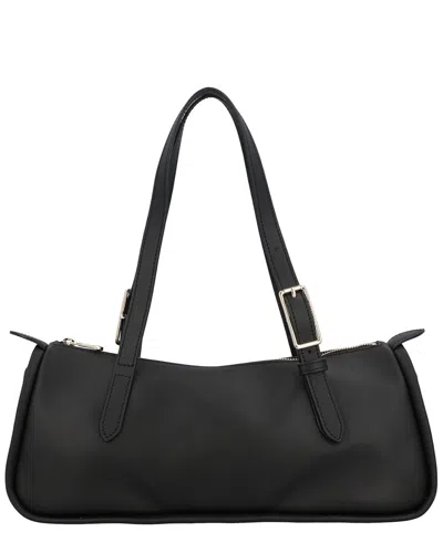 Longchamp Looong Leather Shoulder Bag In Black