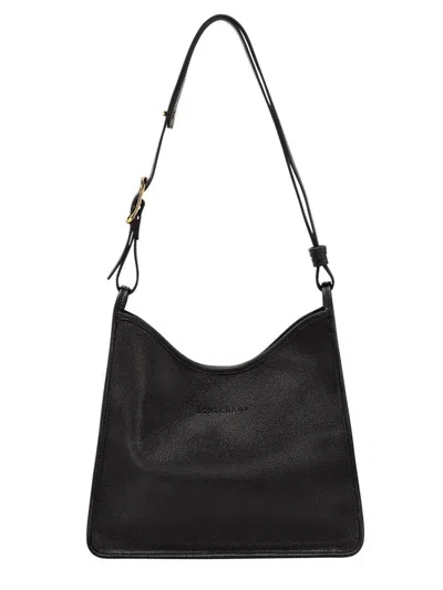 Longchamp Sac Porté Épaule M Le Foulonné In Black
