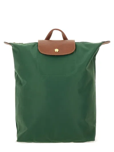 Longchamp Backpack With Adjustable Straps And Buckle Detail In Green