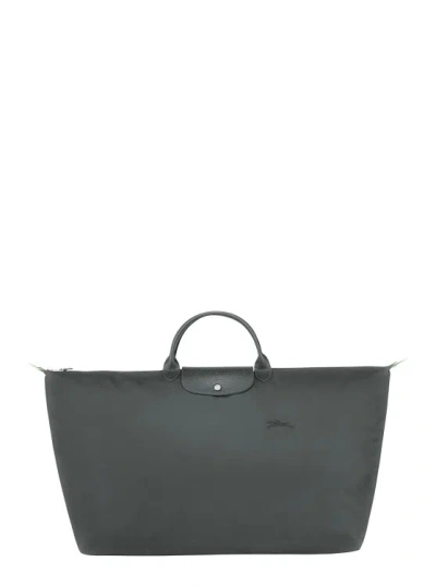 Longchamp M Le Pliage' Grey Tote Bag With Embossed Logo In Recycled Canvas