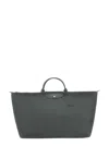Longchamp Small Le Pliage Green Top Handle Bag In Grey