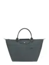 Longchamp Small Le Pliage Green Top Handle Bag In Grey