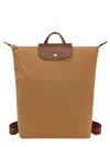 Longchamp Beige Nylon Backpack In Brown