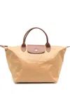 Longchamp M Le Pliage Original Beige Handbag With Embossed Logo In Canvas Woman In Beige