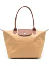 Longchamp 'm Le Pliage Original' Beige Handbag With Embossed Logo In Canvas Woman